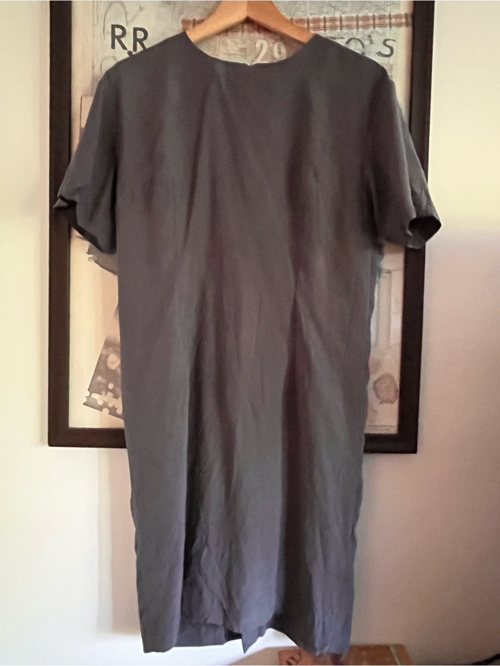 Vintage 100% Silk Grey Minimalist Tailored Midi Dress 8